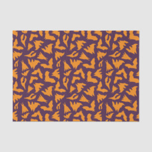 Papier Mousseline Motif de chauves-souris violet orange Halloween Ti