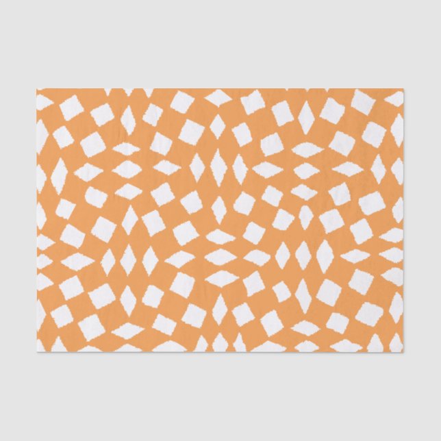 Papier Mousseline Motif de chèques orange rétro Abstrait moderne (Recto)
