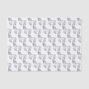 Papier Mousseline Motif de cheval au trot de dessin animé mignon gri