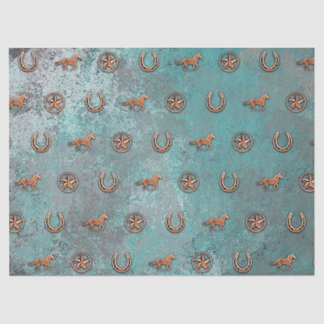 Papier Mousseline Motif de cheval (bleu) (Recto)