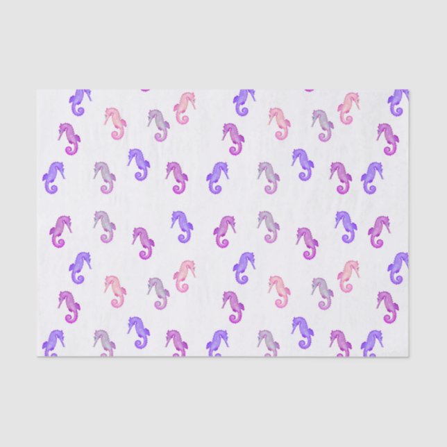 Papier Mousseline Motif de Chevaux minuscules et violets roses Lilac (Recto)
