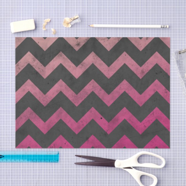 Papier Mousseline Motif de chevron gris foncé rose magenta (Artisanat)