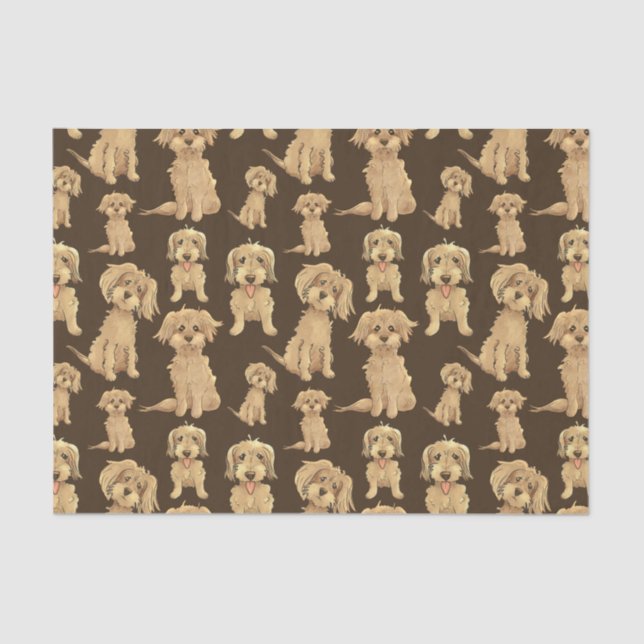 Papier Mousseline Motif de chien Brown labradoodle doré (Recto)