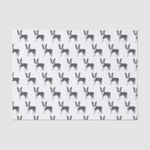 Papier Mousseline Motif de chien de dessin animé Boston Terrier bleu