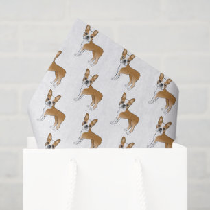 Papier Mousseline Motif de chien de dessin animé Boston Terrier fauv
