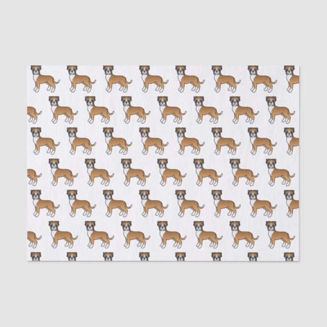Papier Mousseline Motif de chien de dessin animé mignon Boxer faon (Recto)