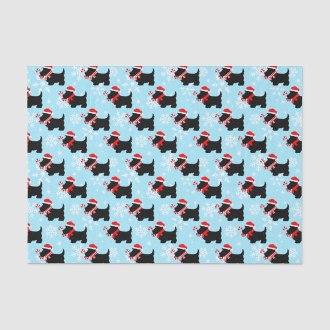 Papier Mousseline Motif de chiens Scottie de Noël (Recto)