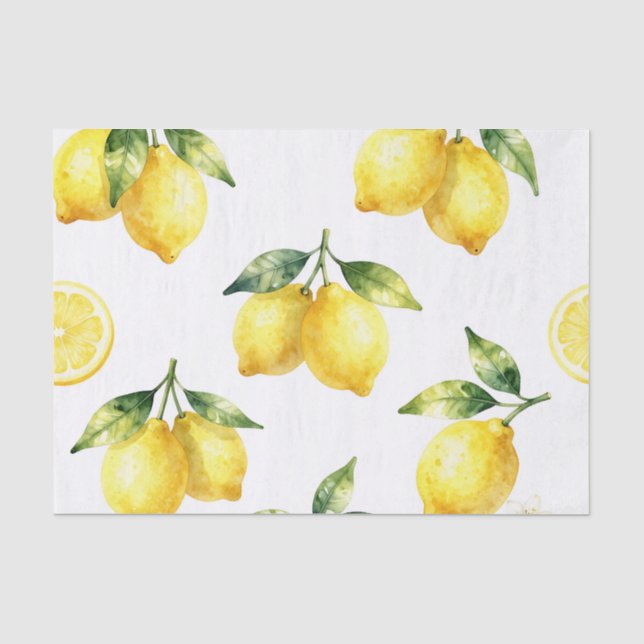 Papier Mousseline Motif de citron à l'aquarelle (Recto)