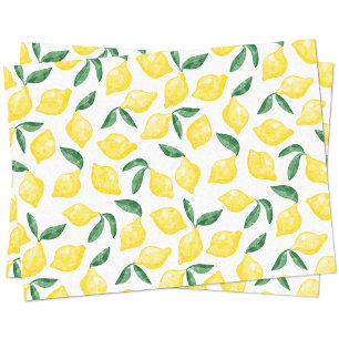 Papier Mousseline Motif de citron à l'aquarelle Citrus