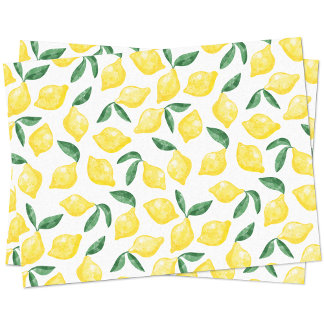 Papier Mousseline Motif de citron à l'aquarelle Citrus