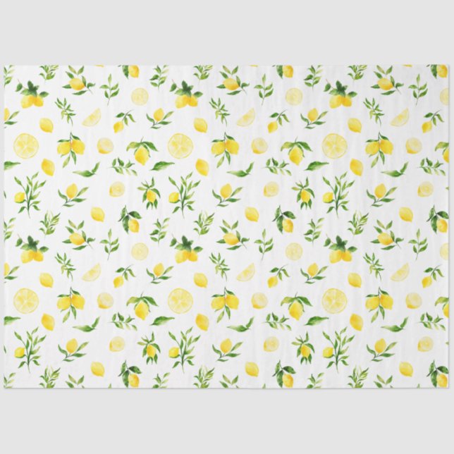 Papier Mousseline Motif de citrons et de feuillage (Recto)