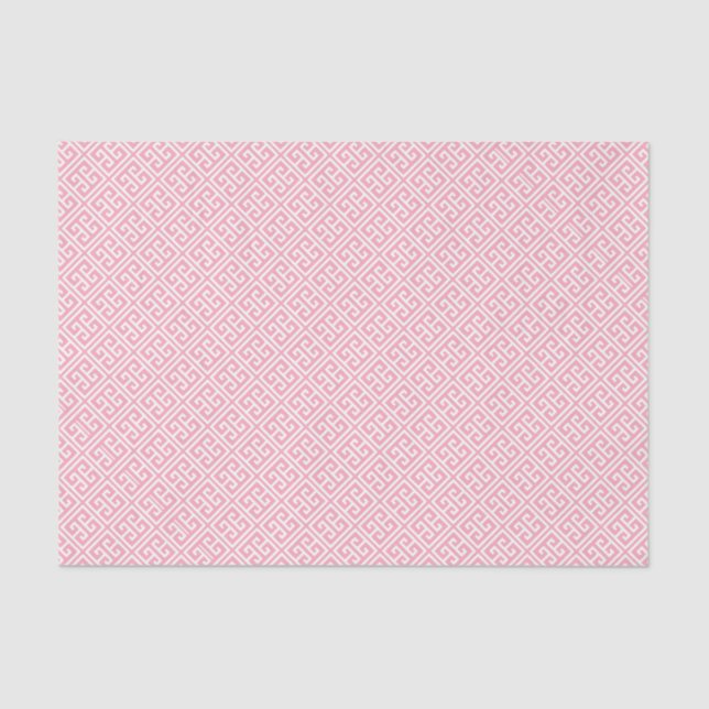 Papier Mousseline Motif de clé grecque rose (Recto)