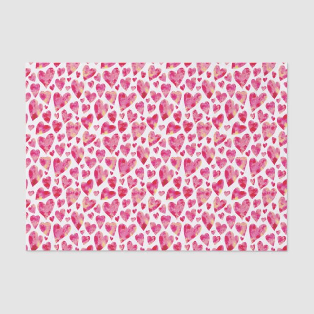 Papier Mousseline Motif de coeur d'amour rose vif (Recto)