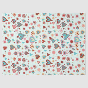 Papier Mousseline Motif de Coeurs colorés mignons