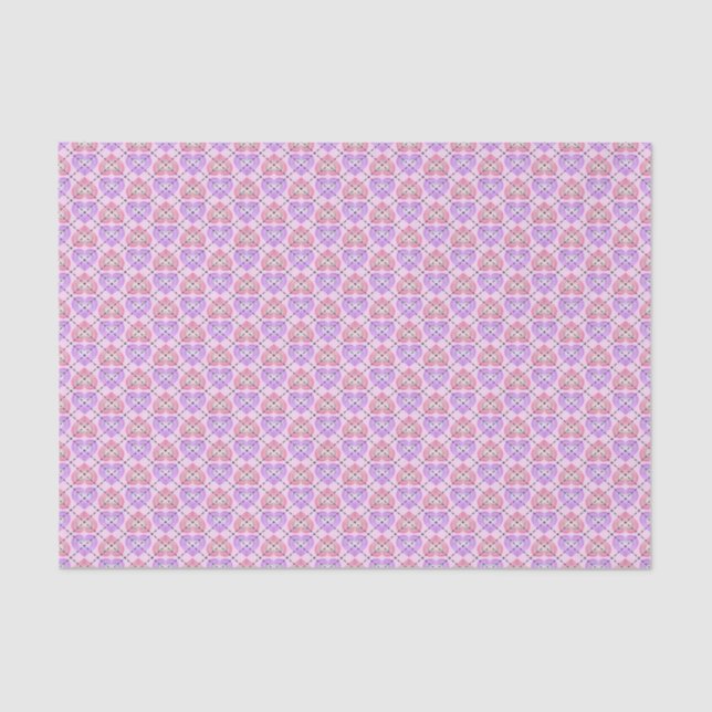 Papier Mousseline Motif de Coeurs de Jacquard rose et lavande (Recto)