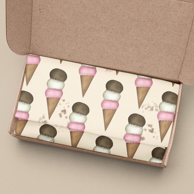 Papier Mousseline Motif de cône de crème glacée mignonne (Créateur téléchargé)