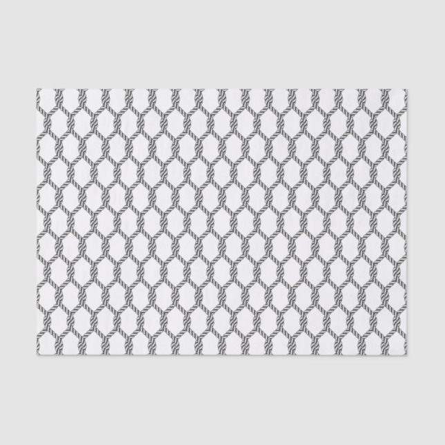 Papier Mousseline Motif De Corde Nautique Noir Et Blanc (Recto)