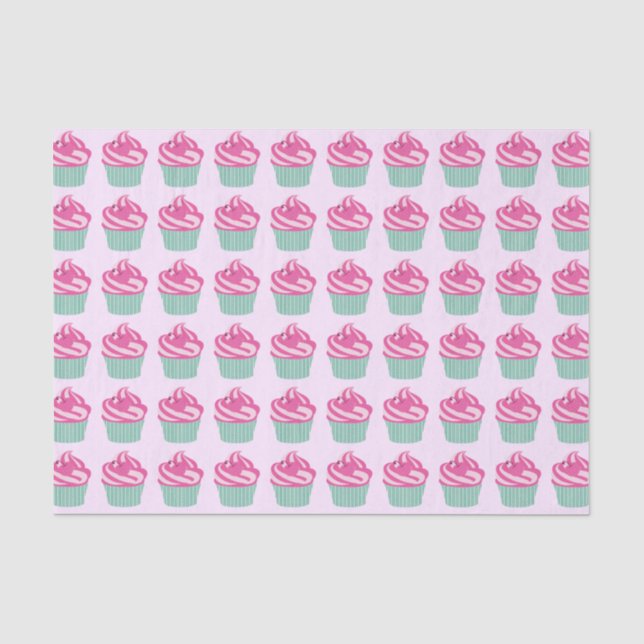 Papier Mousseline Motif de cupcakes roses mignons (Recto)