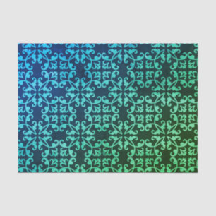 Papier Mousseline Motif de Damas de Gradient vert de paon