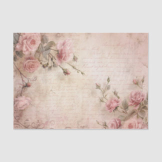 Papier Mousseline Motif de découpage de Roses Vintages roses
