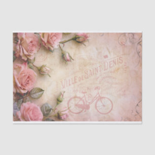 Papier Mousseline Motif de découpage de Roses Vintages roses