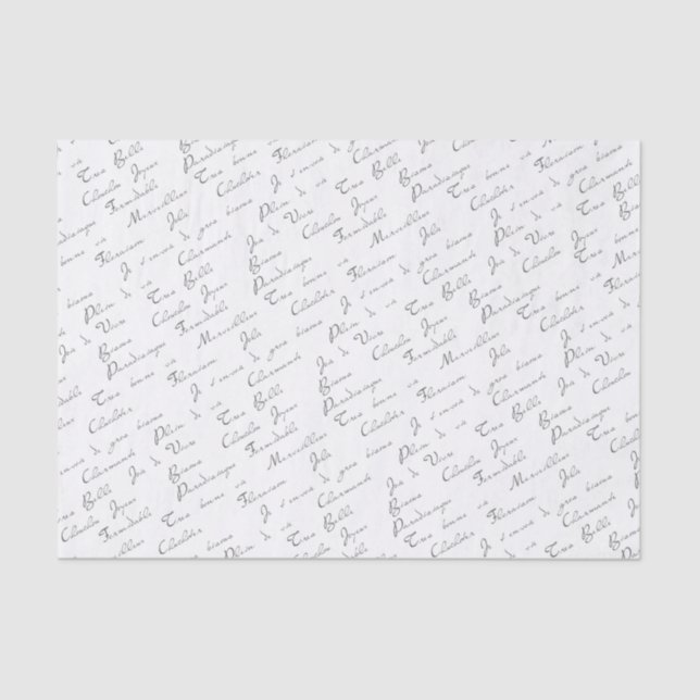 Papier Mousseline Motif de découpage de texte en français (Recto)
