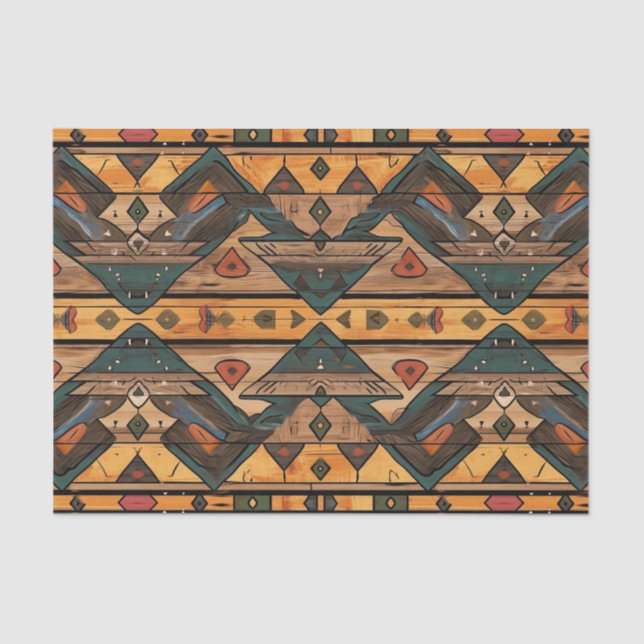 Papier Mousseline Motif de découpage en bois Aztec Faux (Recto)