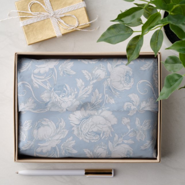 Papier Mousseline Motif de découpage en chinoiserie bleu et blanc (Cadeau)