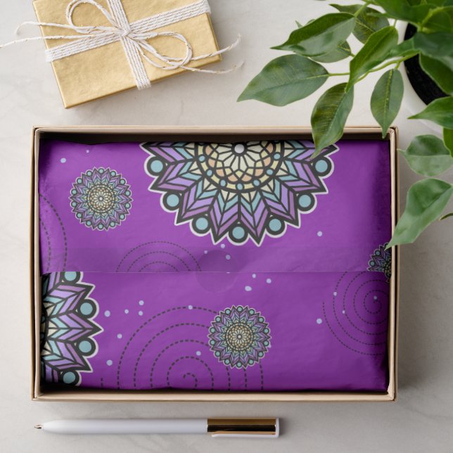 Papier Mousseline Motif de design rond à thème violet (Cadeau)