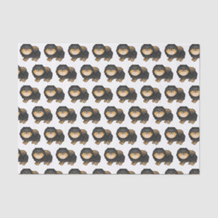 Papier Mousseline Motif De Dessin De Chien Noir Et Tan Poméranien