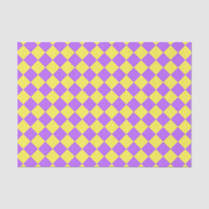 Papier Mousseline Motif de diamant jaune pourpre Checker