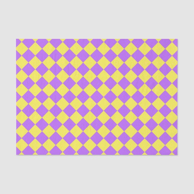 Papier Mousseline Motif de diamant jaune pourpre Checker (Recto)