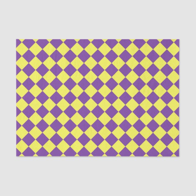 Papier Mousseline Motif de diamant jaune pourpre Checker (Recto)