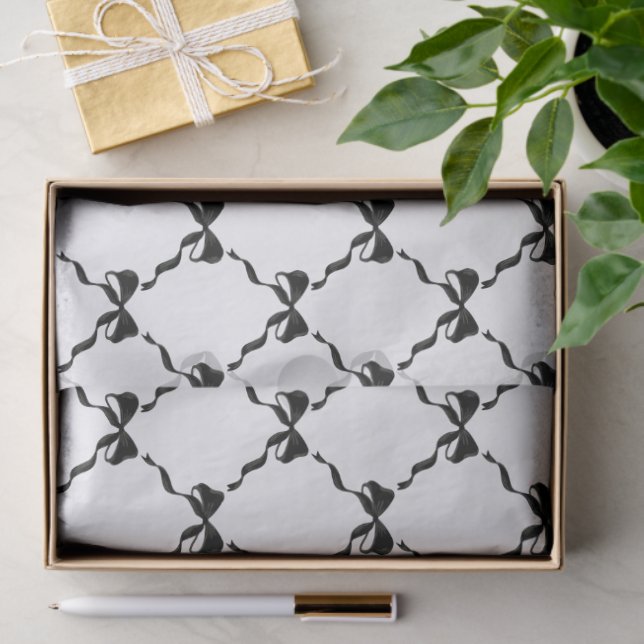 Papier Mousseline Motif de diamant noir Coquette Bow (Cadeau)