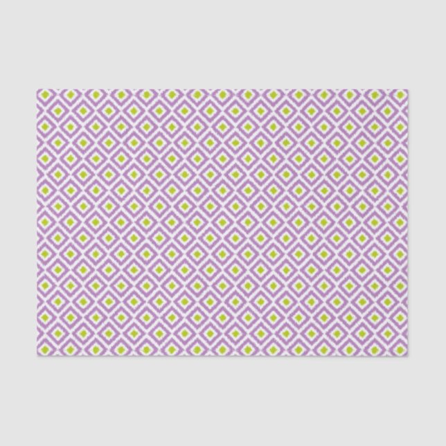 Papier Mousseline Motif de diamants Ikat violet et vert (Recto)