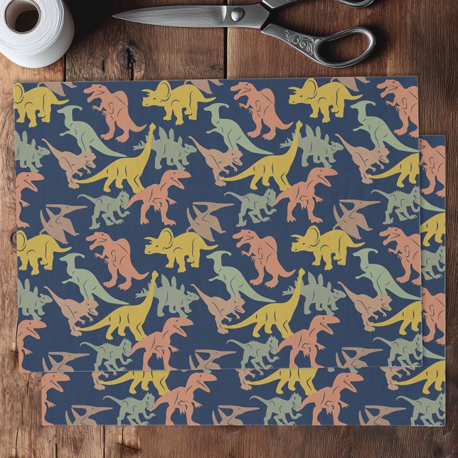 Papier Mousseline Motif de dinosaures (Dinosaur pattern tissue paper for birthdays or decoupage projects)