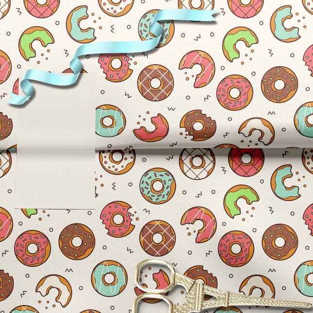 Papier Mousseline Motif de Donut rétro Blanc (Créateur téléchargé)