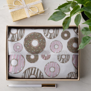 Papier Mousseline Motif De Donuts, Donuts Roses, Donuts Brown