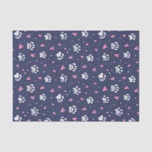 Papier Mousseline Motif de doodle de cœur d'empreinte de patte de co