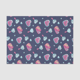 Papier Mousseline Motif de doodle de la Saint-Valentin rose bleu mig