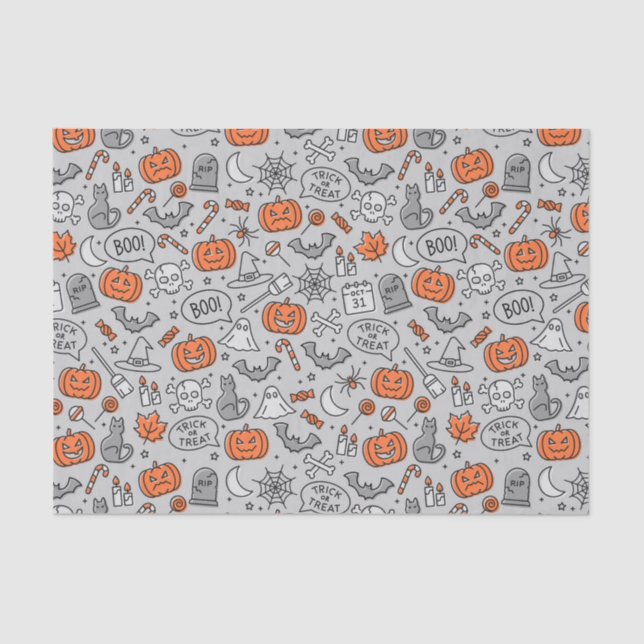 Papier Mousseline Motif de doodle pour les enfants mignons Halloween (Recto)