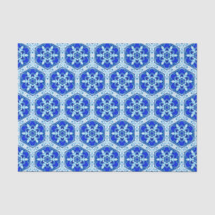 Papier Mousseline Motif de fermeture de flocon de neige - Bleu et bl
