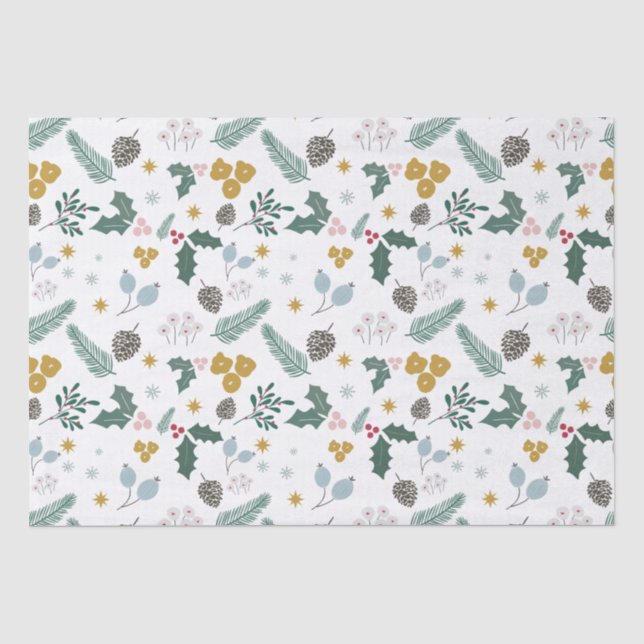 Papier Mousseline Motif de feuillage de Noël oversize moderne (Recto)