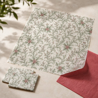 Papier Mousseline Motif de feuillage rouge et vert de Noël