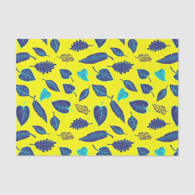 Papier Mousseline Motif de feuille tropicale jaune vif (Recto)