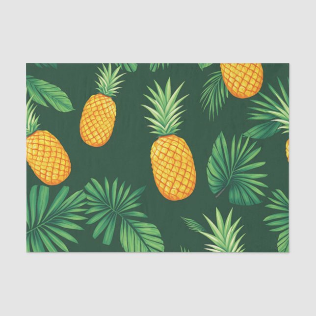 Papier Mousseline Motif de feuilles de ananas tropical (Recto)