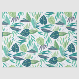 Papier Mousseline Motif de feuilles végétales vertes