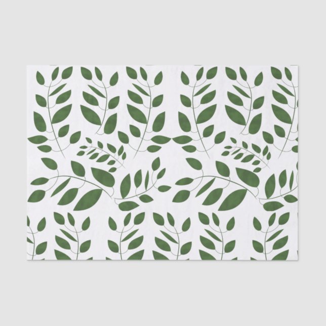 Papier Mousseline Motif de feuilles vertes (Recto)
