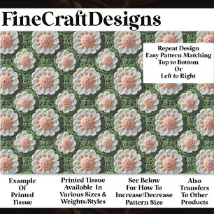 Papier Mousseline Motif de fleur au tricot au crochet vintage BP2 Dé