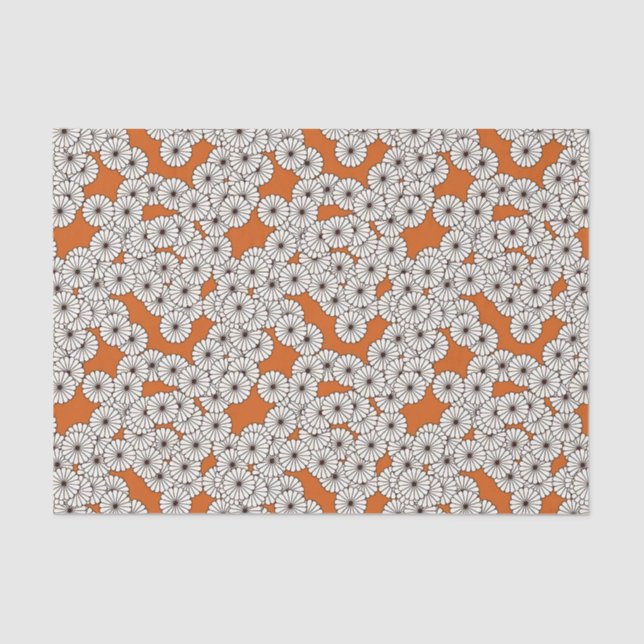 Papier Mousseline Motif de fleur d'art déco - crème sur la rouille (Recto)